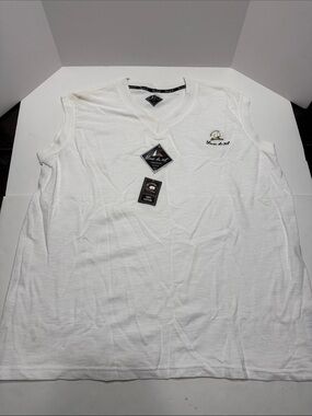 Men's White V-Neck Sleeveless Tank by Blanc de Nil